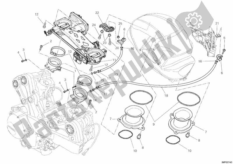 Todas as partes de Corpo Do Acelerador do Ducati Multistrada 1200 S Touring 2012